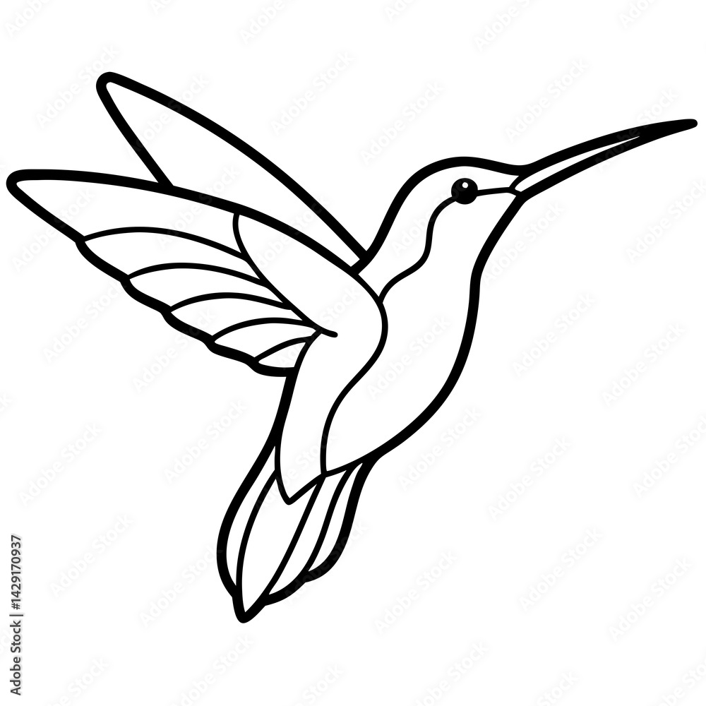 Obraz premium Simple Hummingbird in Continuous Line Vector