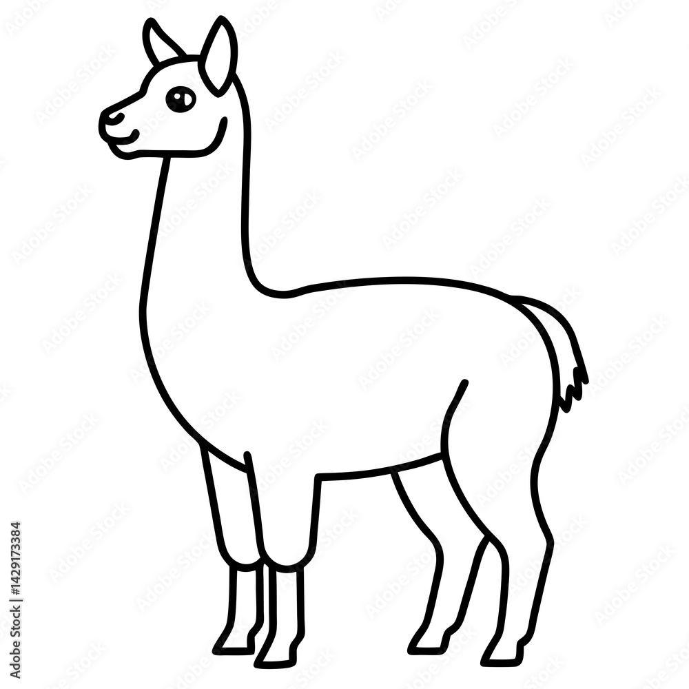 Obraz premium Simple Llama One-Line Vector Artwork