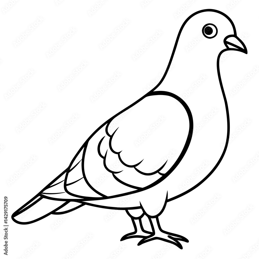 Obraz premium Simplistic Pigeon Line Art Vector