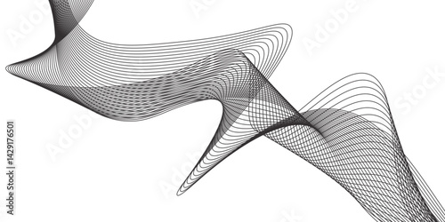 Abstract wavy banner. Design element. .Curved wavy lines tech futuristic motion background .Vector illustration. business lines white wave element for design. Stylized line art background.
