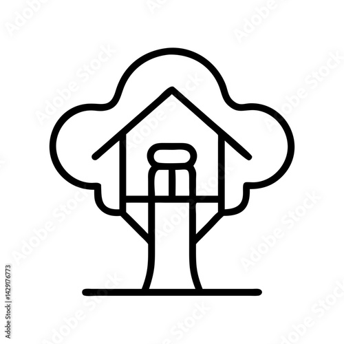 Illustration of a tree house, treehouse, tree, house, nature, outdoor, childhood, and adventure icon