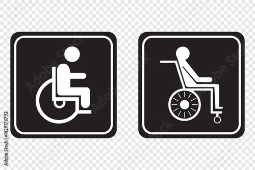 Disabled icons, Wheelchair symbols, handicapped access signs set. Wheelchair, handicapped access sign or symbols. Disabled handicap icons. Wheelchair icon symbol set.