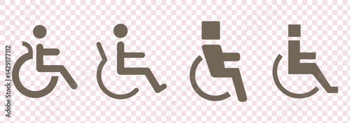 icon wheelchair black outline for web site design and mobile dark mode apps Vector illustration on a white background.