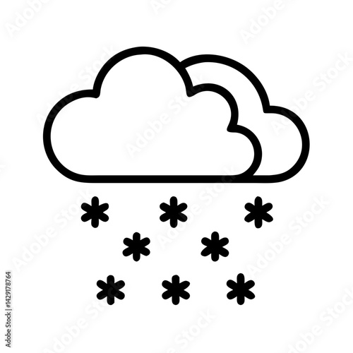 Illustration of cloud with snow falling, winter weather forecast, snowfall, snowflake, cold season, ice