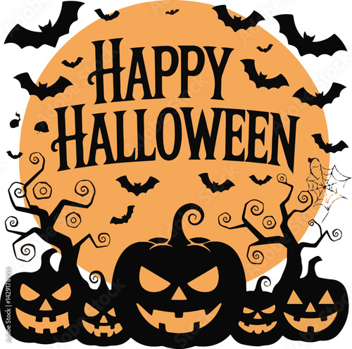 Spooky Halloween vector with festive typography and eerie graphics