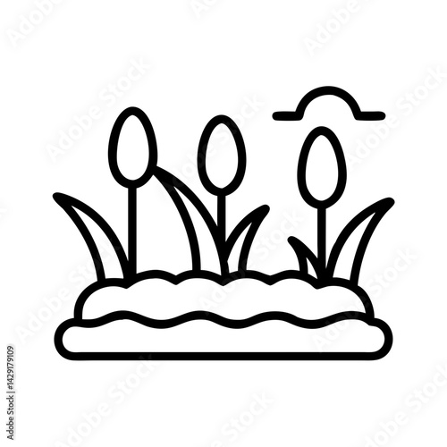 Outline cattails vector, reeds icon, nature illustration, wetland plants, swamp flora graphic design