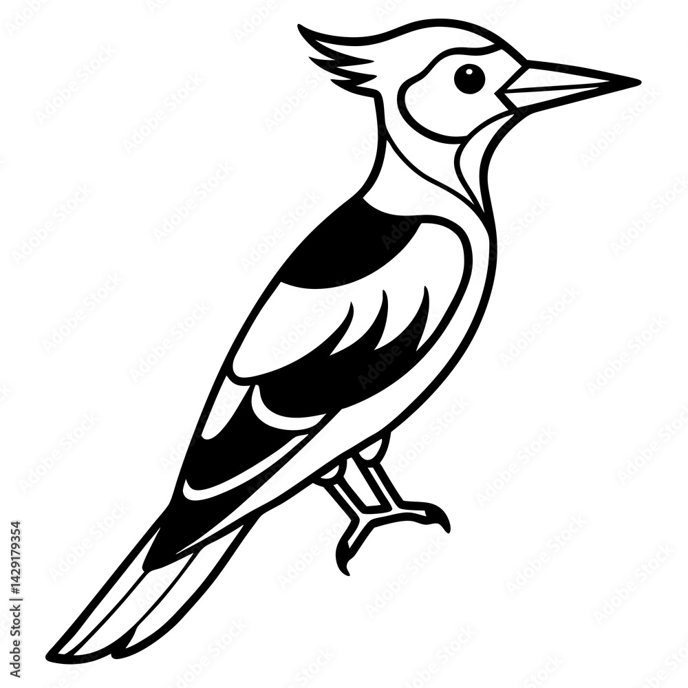 Single Line Woodpecker Vector Art Single Line Woodpecker Vector Art