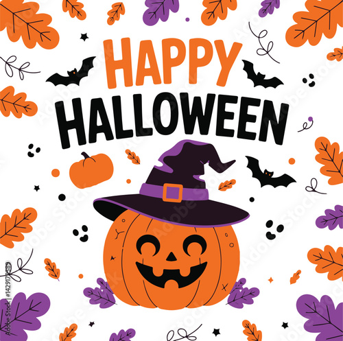 Spooky Halloween vector with festive text and themed seasonal elements