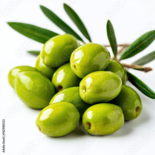 Wallpaper Mural Fresh green olives with leaves isolated on white background

 Torontodigital.ca