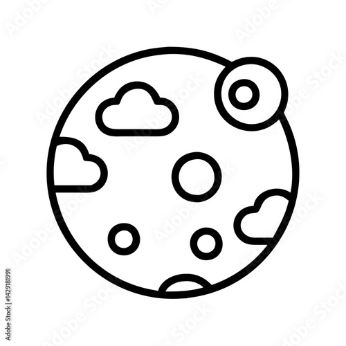 Outline planet celestial body space astronomy astrology cosmos universe cloud circle design graphic icon vector