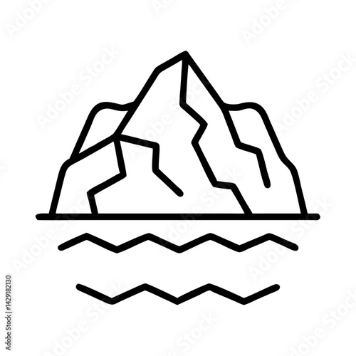 Iceberg mountain ocean sea water arctic antarctic nature landscape travel tourism outline vector art design