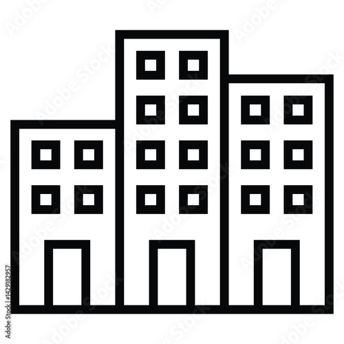 building icon simple line icons related to office buildings and real estate business. transparent vector illustration.