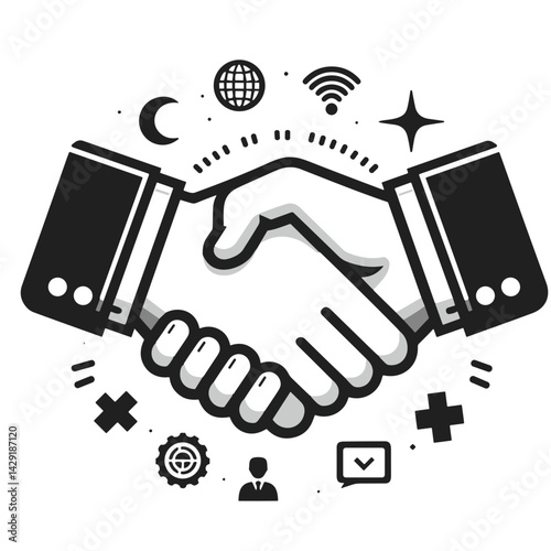 Business Partnership Agreement Handshake Illustrated  