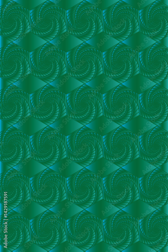 Fototapeta premium Abstract geometric green color seamless swirling circle pattern vector illustration design.