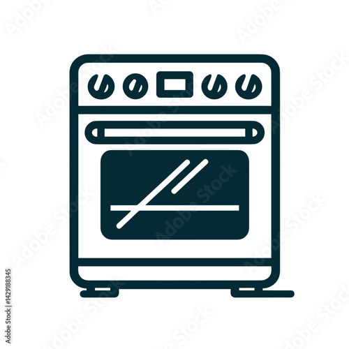 Modern stove illustration in minimalistic style with dark colors  on a transparent background