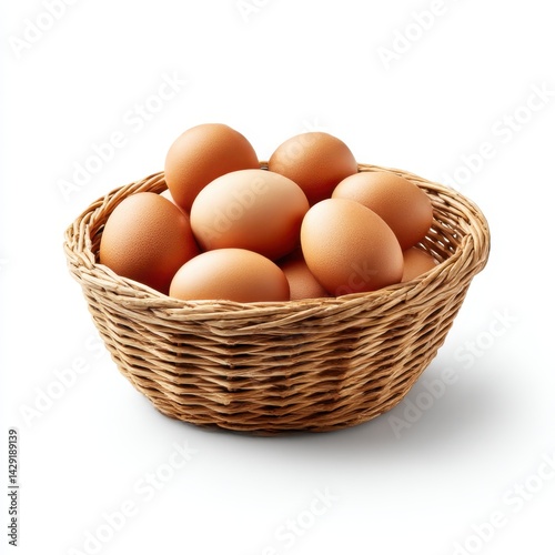 Wallpaper Mural Brown eggs in basket still life on white background Torontodigital.ca