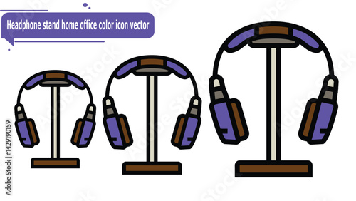 Headphone stand home office color icon vector
