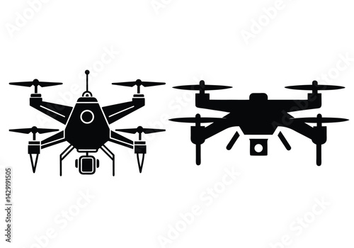 drone silhouette isolated on white background