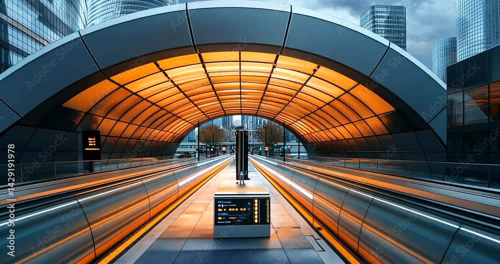 Modern urban train station with sleek architecture Modern urban train station with sleek architecture
