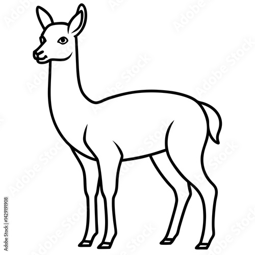 Sleek Vicuna One-Line Vector Art