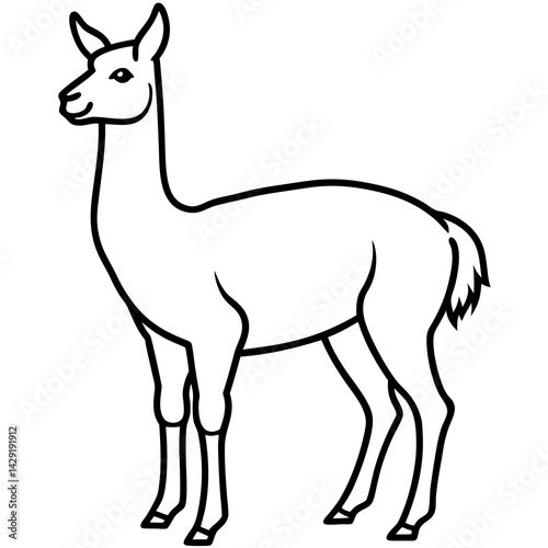 Sleek Vicuna One-Line Vector Art