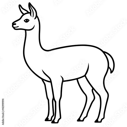 Sleek Vicuna One-Line Vector Art