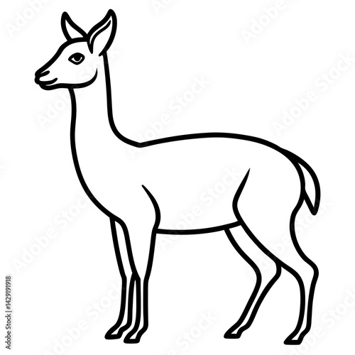 Sleek Vicuna One-Line Vector Art