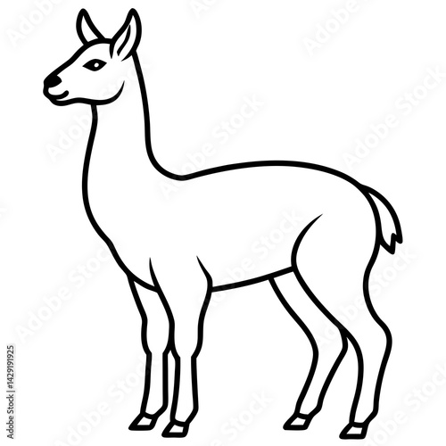 Sleek Vicuna One-Line Vector Art
