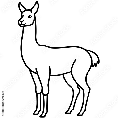 Sleek Vicuna One-Line Vector Art