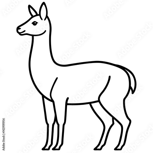 Sleek Vicuna One-Line Vector Art