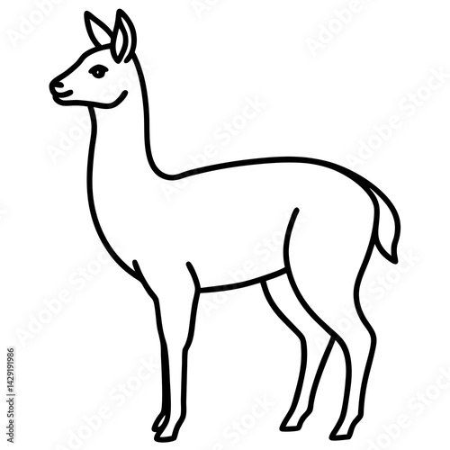Sleek Vicuna One-Line Vector Art