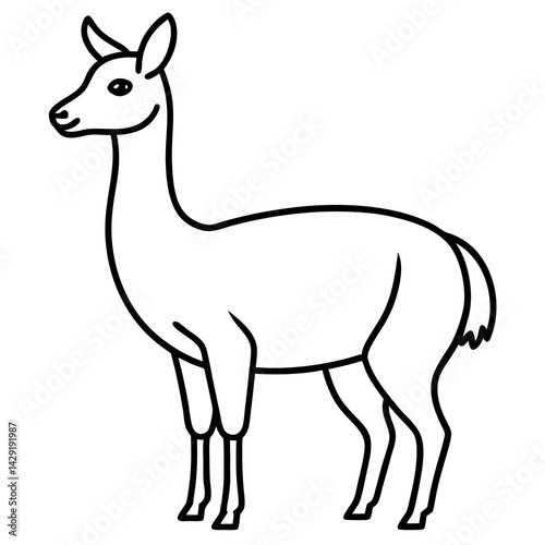 Sleek Vicuna One-Line Vector Art