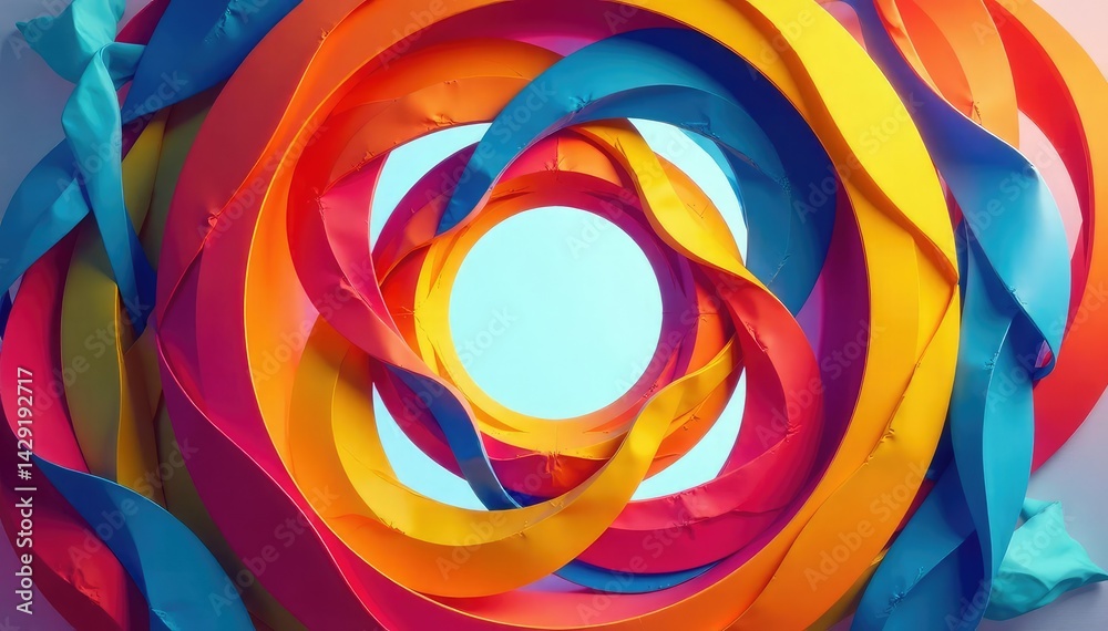 Obraz premium Interlocking circles create a complex, optical illusion, complex, geometric