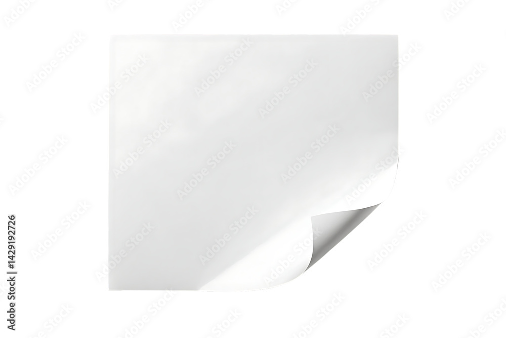 blank bended paper sheet with-a curved corner isolated on white background PNG. GENERATIVE AI blank bended paper sheet with-a curved corner isolated on white background PNG. GENERATIVE AI