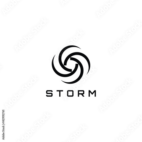 storm wind circle turn logo design