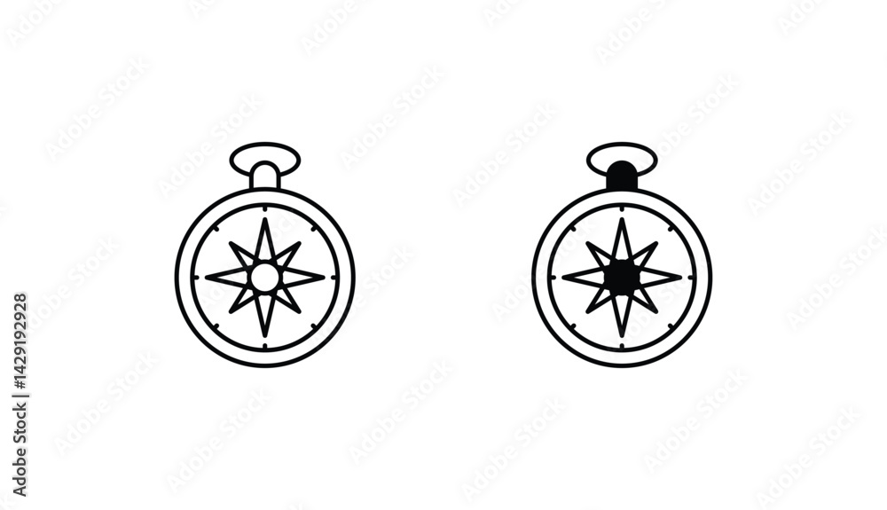 Fototapeta premium Compass icon design with white background stock illustration