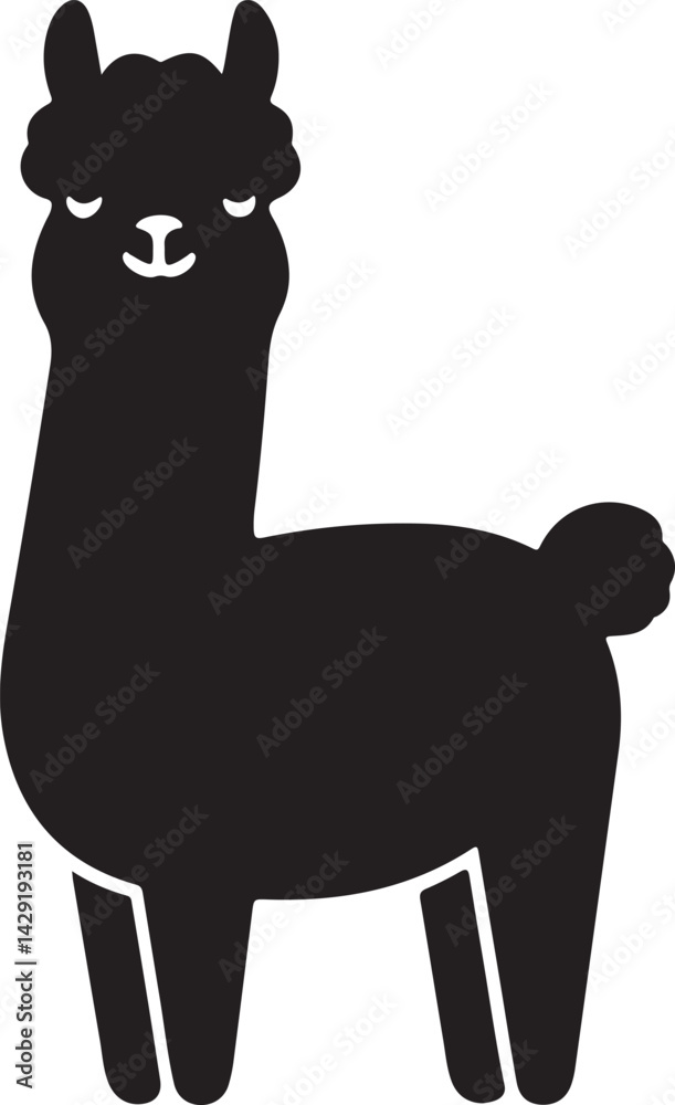 Fototapeta premium Alpaca silhouette style vector minimal vector art illustration on a white background 