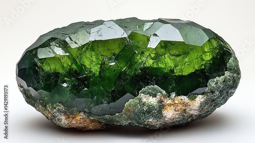 Vivid green chrome diopside exhibits a rich green color within a rare gemstone