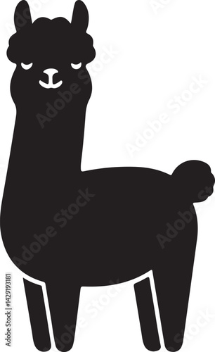 Alpaca silhouette style vector minimal vector art illustration on a white background
