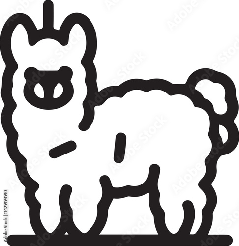 Alpaca silhouette style vector minimal vector art illustration on a white background
