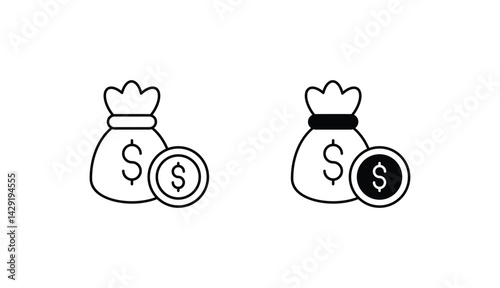 Money Bag icon design with white background stock illustration