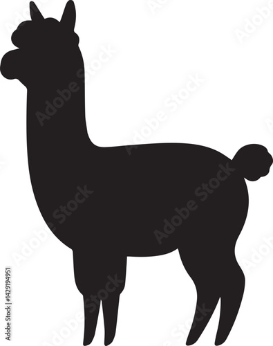 Alpaca silhouette style vector minimal vector art illustration on a white background
