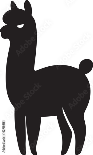 Alpaca silhouette style vector minimal vector art illustration on a white background

