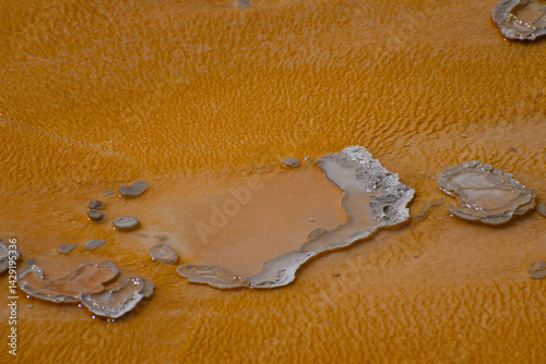Travertine formations from hot spring water run off, Yellowstone National Park