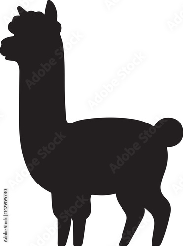 Alpaca silhouette style vector minimal vector art illustration on a white background
