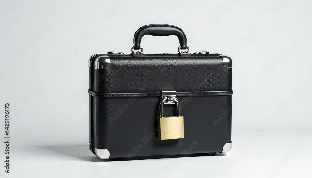 Padlocked briefcase, confidential data on white , secret, lock, private information Padlocked briefcase, confidential data on white , secret, lock, private information