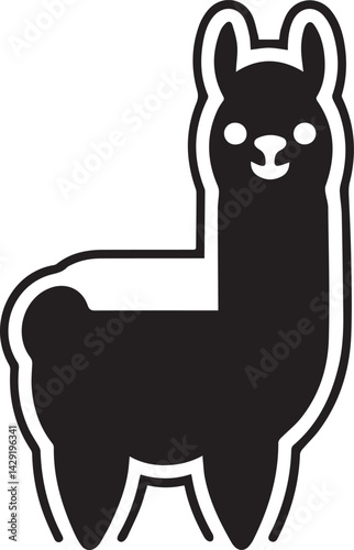 Alpaca silhouette style vector minimal vector art illustration on a white background
