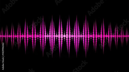 Abstract Magenta Audio Waveform Pulse On Black Background