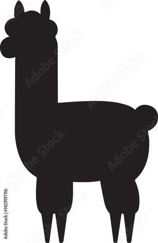 Alpaca silhouette style vector minimal vector art illustration on a white background
