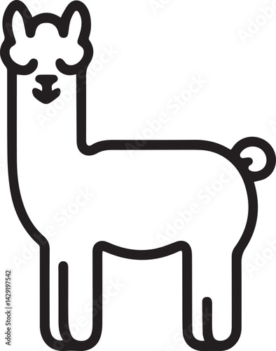 Alpaca silhouette style vector minimal vector art illustration on a white background
